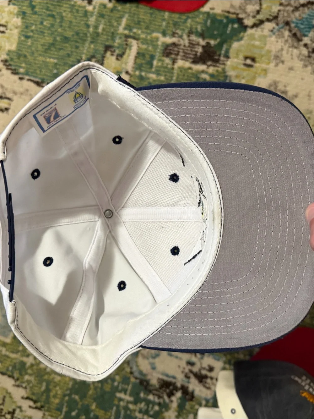 LOGO 7 White Navy Black Notre Dame Leprechaun Patch Snapback Hat